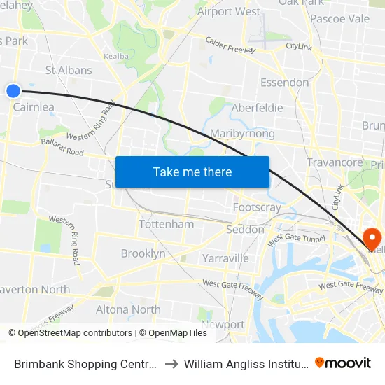 Brimbank Shopping Centre/Station Rd to William Angliss Institute Of TAFE map