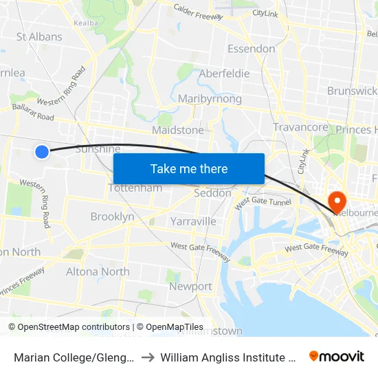 Marian College/Glengala Rd to William Angliss Institute Of TAFE map