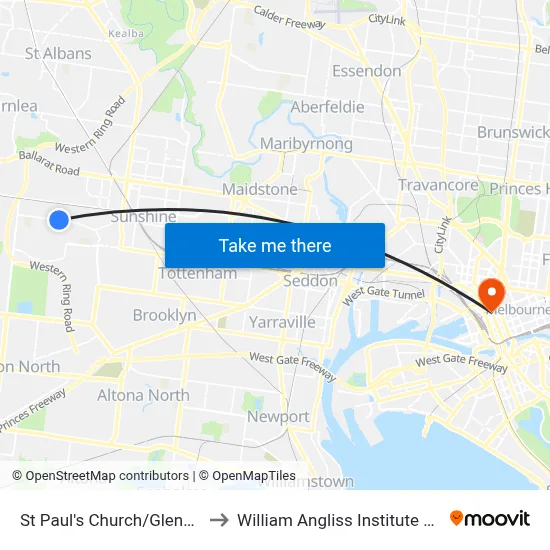 St Paul's Church/Glengala Rd to William Angliss Institute Of TAFE map