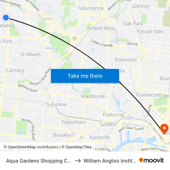 Aqua Gardens Shopping Centre/Kings Rd to William Angliss Institute Of TAFE map