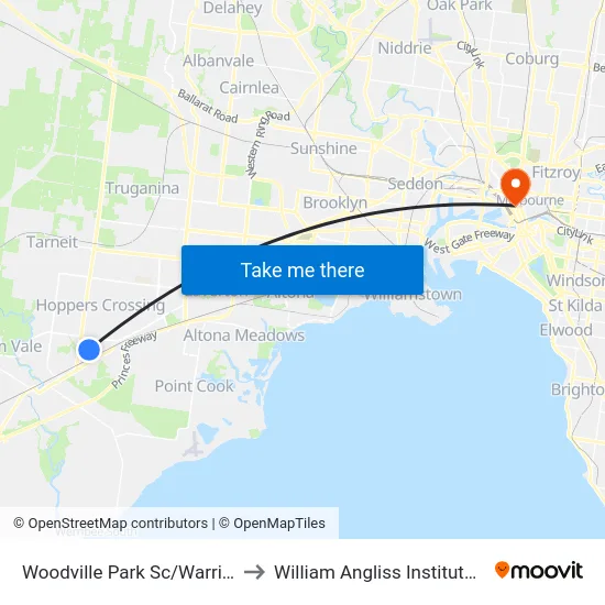 Woodville Park Sc/Warringa Cres to William Angliss Institute Of TAFE map