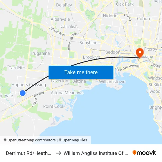 Derrimut Rd/Heaths Rd to William Angliss Institute Of TAFE map