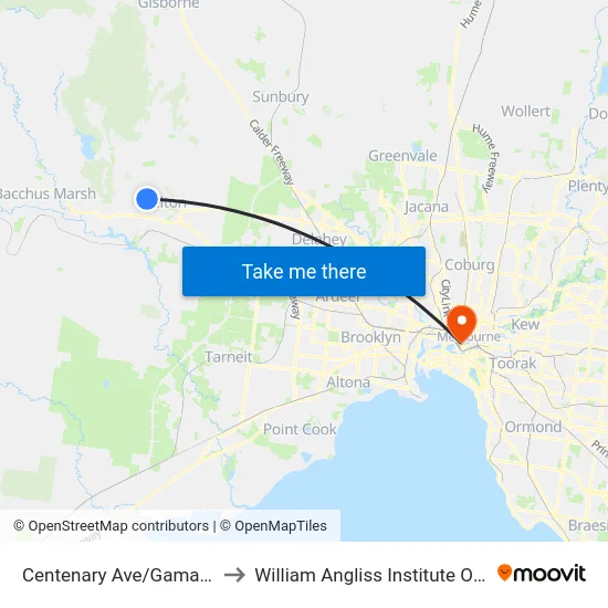 Centenary Ave/Gamalite Dr to William Angliss Institute Of TAFE map