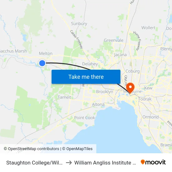 Staughton College/Wilson Rd to William Angliss Institute Of TAFE map