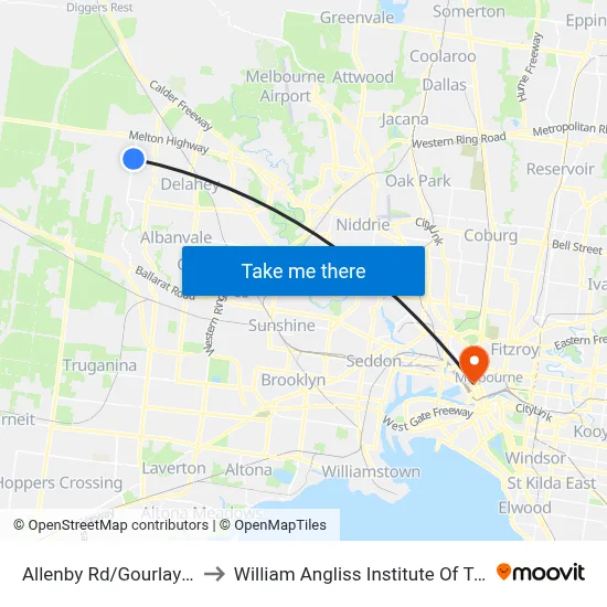 Allenby Rd/Gourlay Rd to William Angliss Institute Of TAFE map
