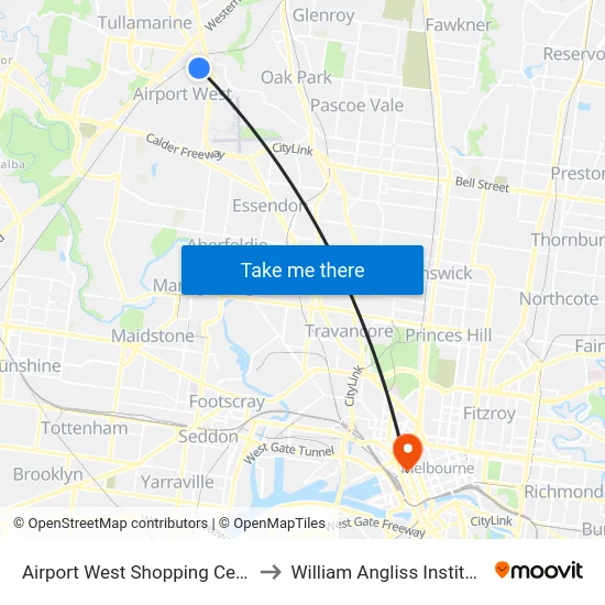 Airport West Shopping Centre/Louis St to William Angliss Institute Of TAFE map