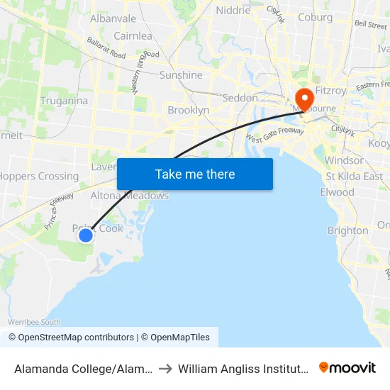 Alamanda College/Alamanda Bvd to William Angliss Institute Of TAFE map