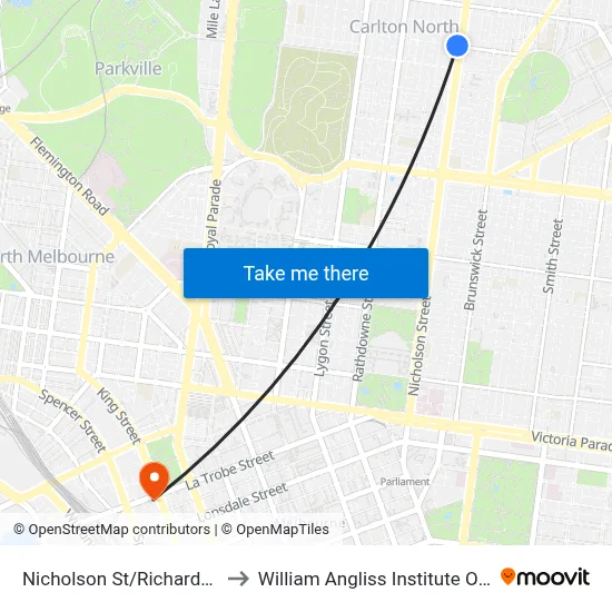 Nicholson St/Richardson St to William Angliss Institute Of TAFE map