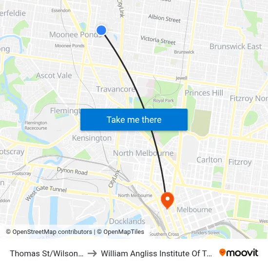 Thomas St/Wilson St to William Angliss Institute Of TAFE map