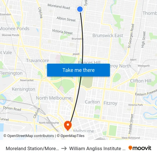 Moreland Station/Moreland Rd to William Angliss Institute Of TAFE map