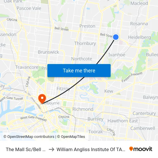 The Mall Sc/Bell St to William Angliss Institute Of TAFE map