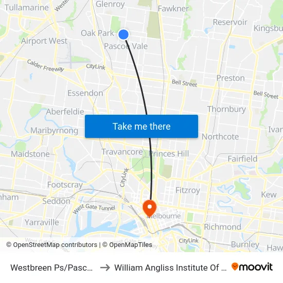 Westbreen Ps/Pascoe St to William Angliss Institute Of TAFE map