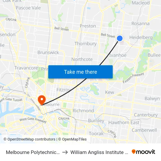 Melbourne Polytechnic/Bell St to William Angliss Institute Of TAFE map