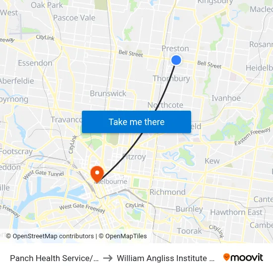 Panch Health Service/Bell St to William Angliss Institute Of TAFE map