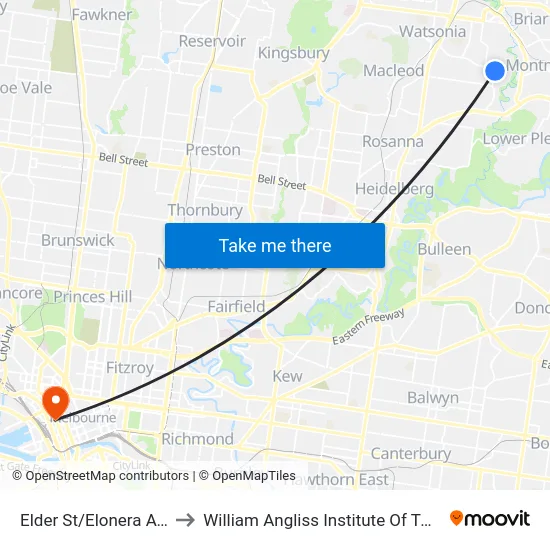 Elder St/Elonera Ave to William Angliss Institute Of TAFE map