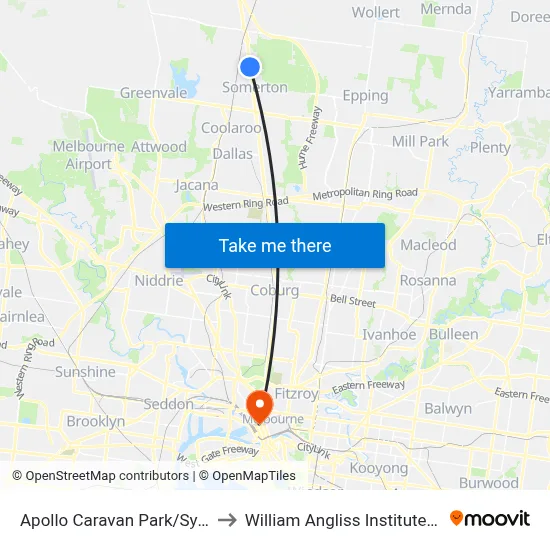 Apollo Caravan Park/Sydney Rd to William Angliss Institute Of TAFE map
