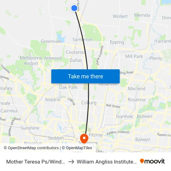 Mother Teresa Ps/Windrock Ave to William Angliss Institute Of TAFE map