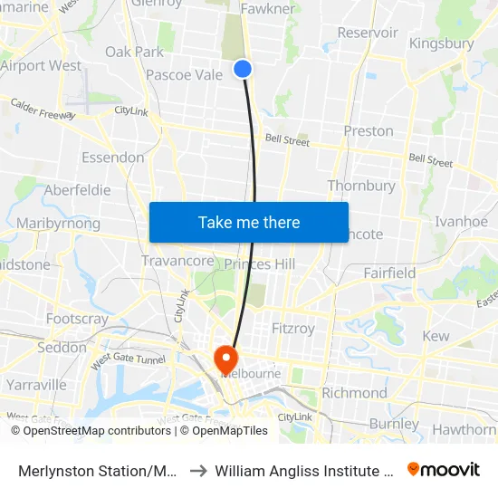 Merlynston Station/Merlyn St to William Angliss Institute Of TAFE map