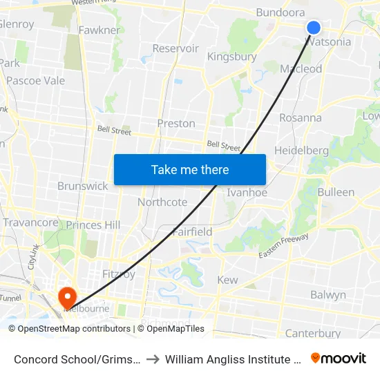 Concord School/Grimshaw St to William Angliss Institute Of TAFE map