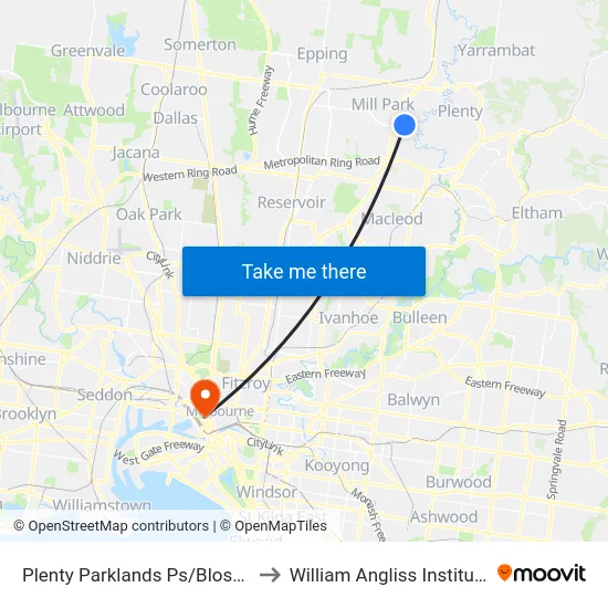 Plenty Parklands Ps/Blossom Park Dr to William Angliss Institute Of TAFE map