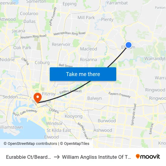 Eurabbie Ct/Beard St to William Angliss Institute Of TAFE map