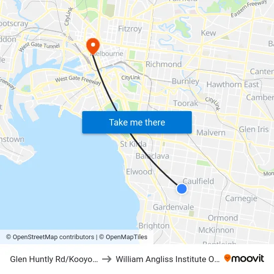 Glen Huntly Rd/Kooyong Rd to William Angliss Institute Of TAFE map