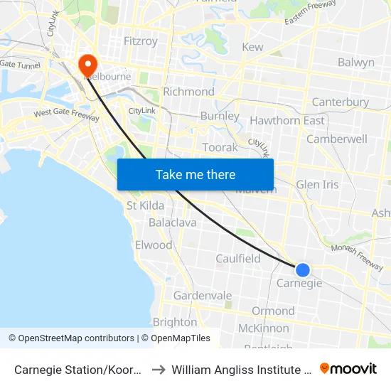 Carnegie Station/Koornang Rd to William Angliss Institute Of TAFE map
