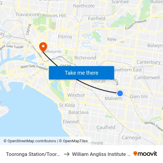 Tooronga Station/Tooronga Rd to William Angliss Institute Of TAFE map