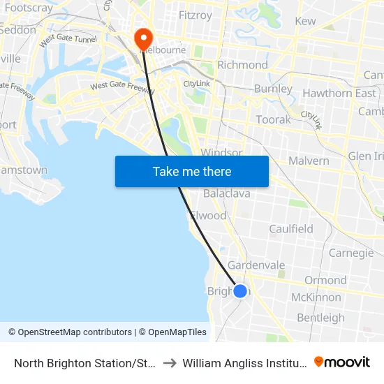 North Brighton Station/St Andrews St to William Angliss Institute Of TAFE map