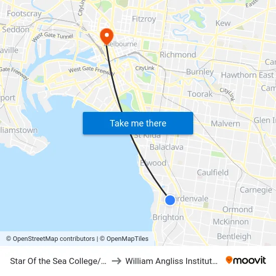 Star Of the Sea College/Martin St to William Angliss Institute Of TAFE map