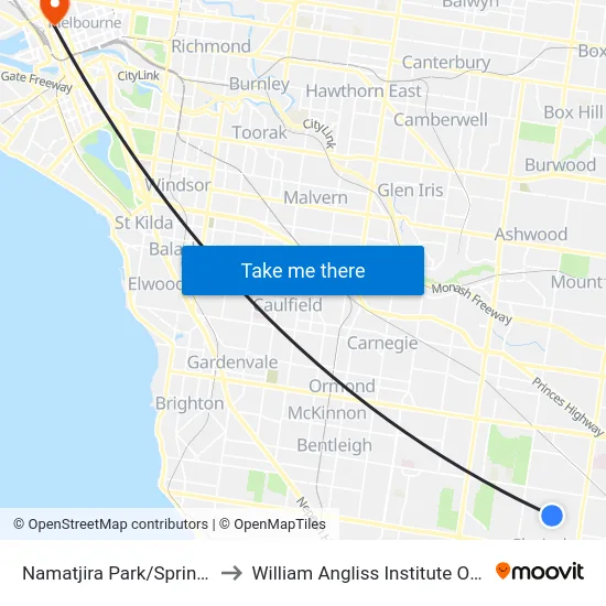 Namatjira Park/Springs Rd to William Angliss Institute Of TAFE map