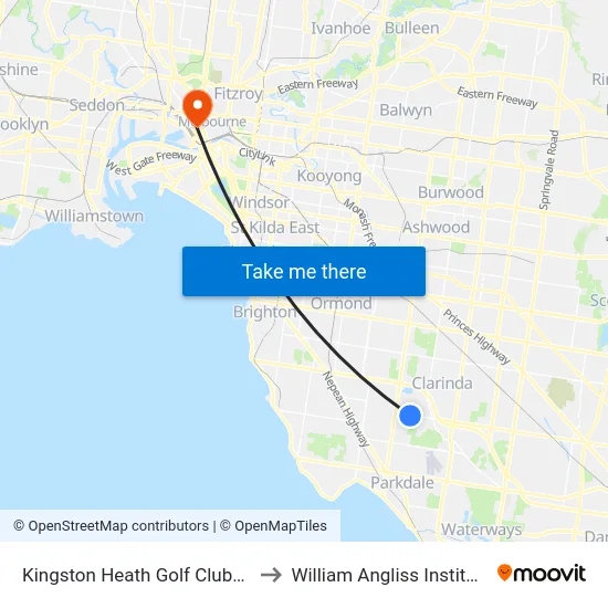 Kingston Heath Golf Club/Kingston Rd to William Angliss Institute Of TAFE map