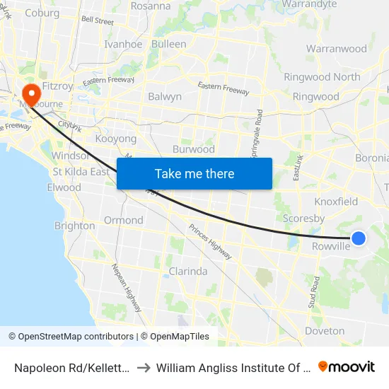 Napoleon Rd/Kelletts Rd to William Angliss Institute Of TAFE map