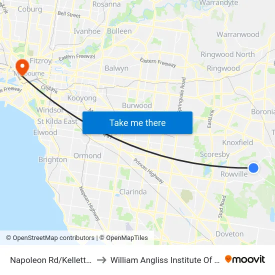 Napoleon Rd/Kelletts Rd to William Angliss Institute Of TAFE map