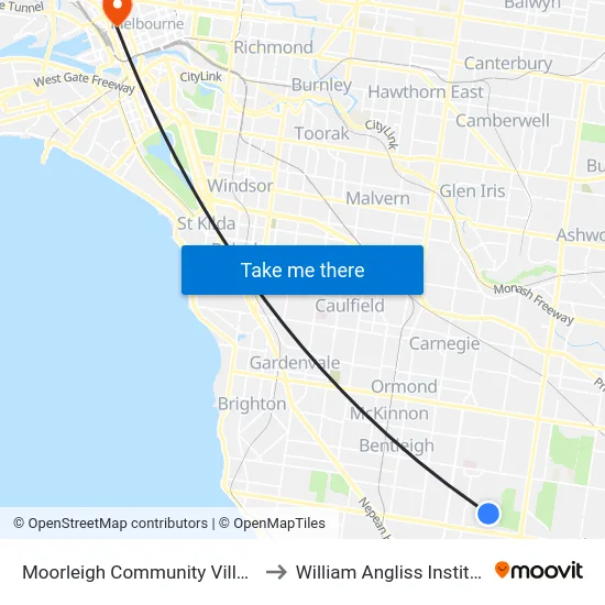 Moorleigh Community Village/Bignell Rd to William Angliss Institute Of TAFE map
