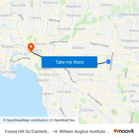 Forest Hill Sc/Canterbury Rd to William Angliss Institute Of TAFE map