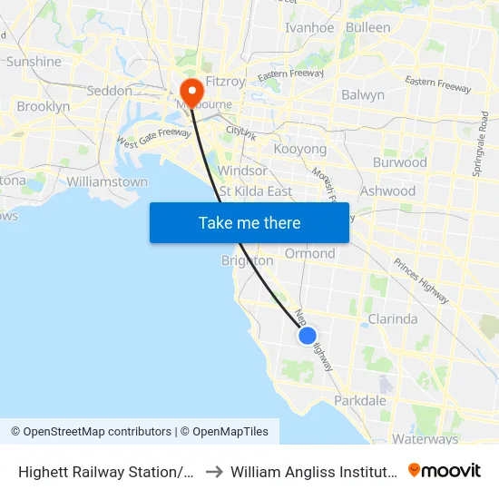 Highett Railway Station/Highett Rd to William Angliss Institute Of TAFE map