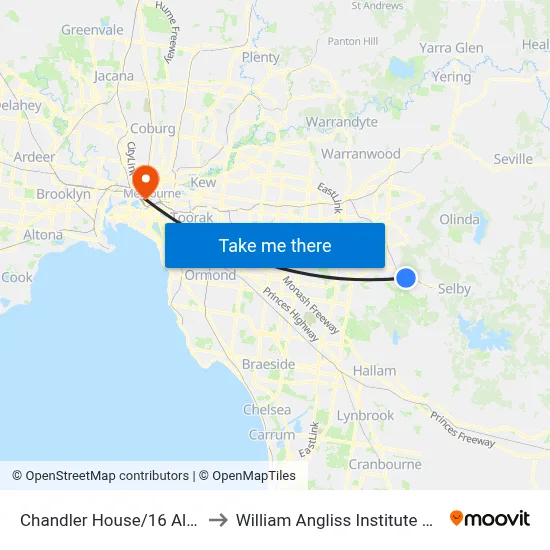 Chandler House/16 Albert St to William Angliss Institute Of TAFE map