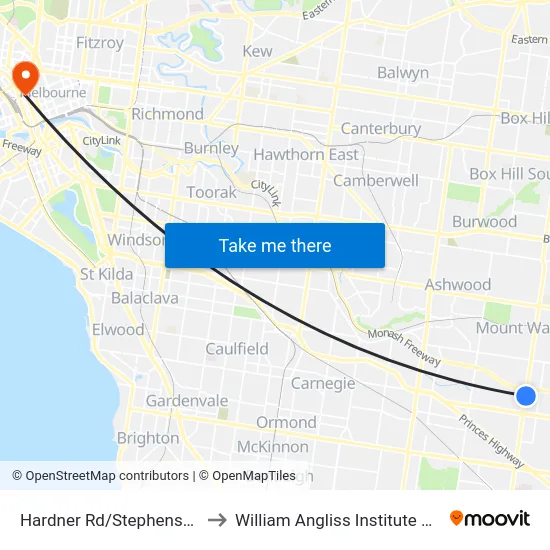 Hardner Rd/Stephensons Rd to William Angliss Institute Of TAFE map