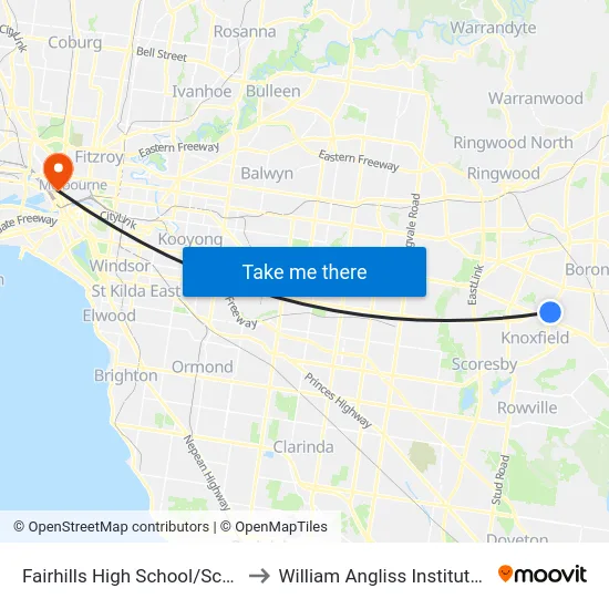 Fairhills High School/Scoresby Rd to William Angliss Institute Of TAFE map