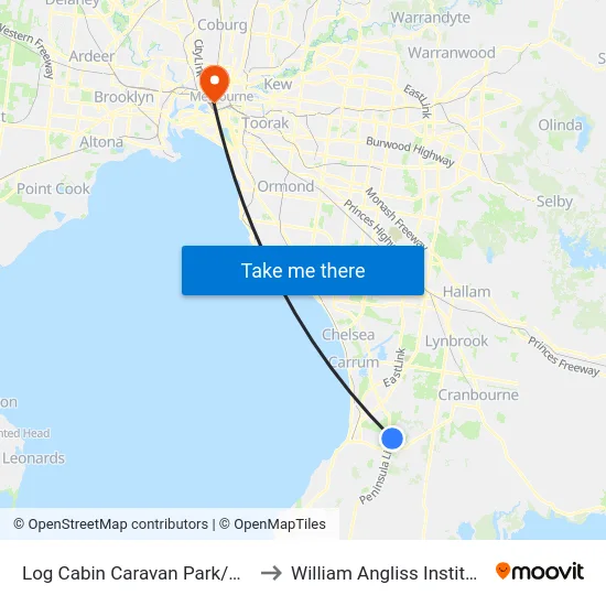 Log Cabin Caravan Park/Mcclelland Dr to William Angliss Institute Of TAFE map
