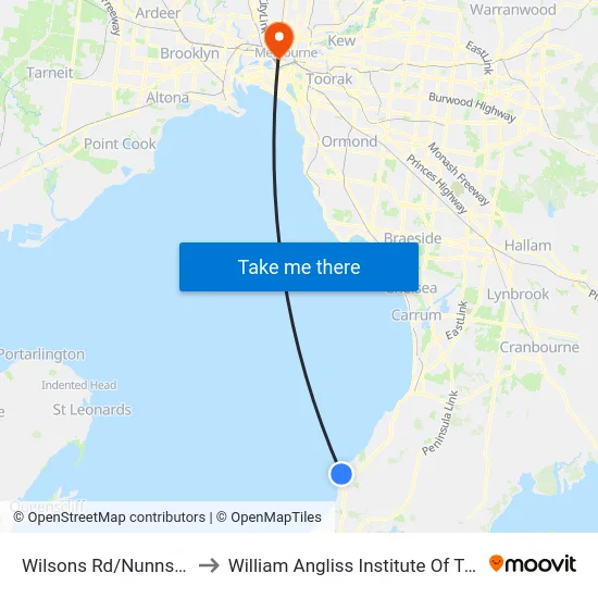 Wilsons Rd/Nunns Rd to William Angliss Institute Of TAFE map