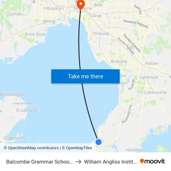 Balcombe Grammar School/Nepean Hwy to William Angliss Institute Of TAFE map