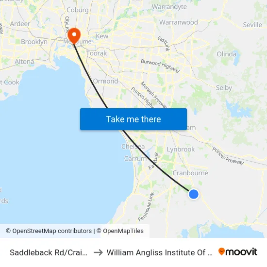 Saddleback Rd/Craig Rd to William Angliss Institute Of TAFE map