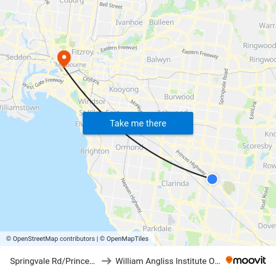 Springvale Rd/Princes Hwy to William Angliss Institute Of TAFE map