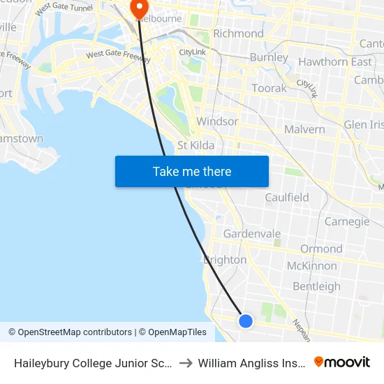 Haileybury College Junior School/118 South Rd to William Angliss Institute Of TAFE map