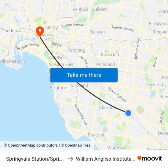 Springvale Station/Springvale Rd to William Angliss Institute Of TAFE map