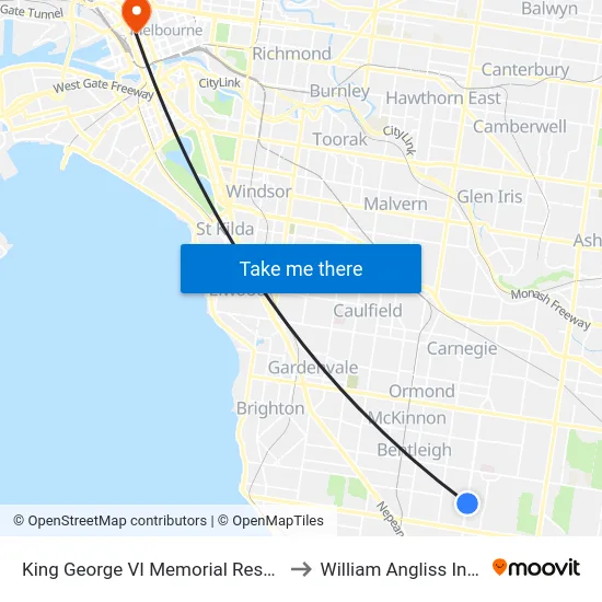 King George VI Memorial Reserve/East Boundary Rd to William Angliss Institute Of TAFE map