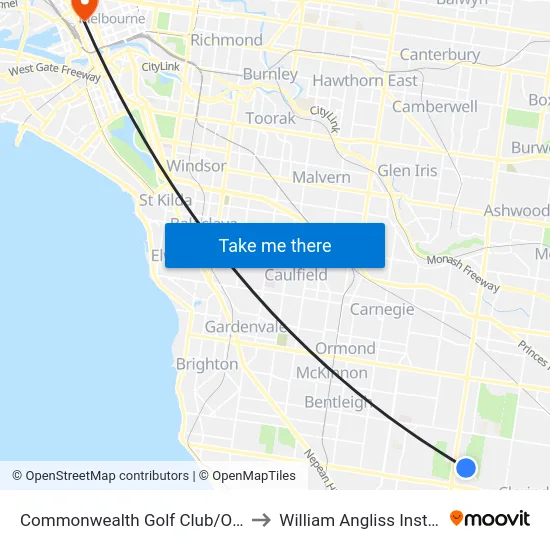 Commonwealth Golf Club/Old Dandenong Rd to William Angliss Institute Of TAFE map