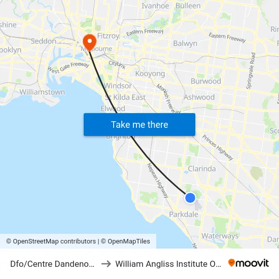 Dfo/Centre Dandenong Rd to William Angliss Institute Of TAFE map
